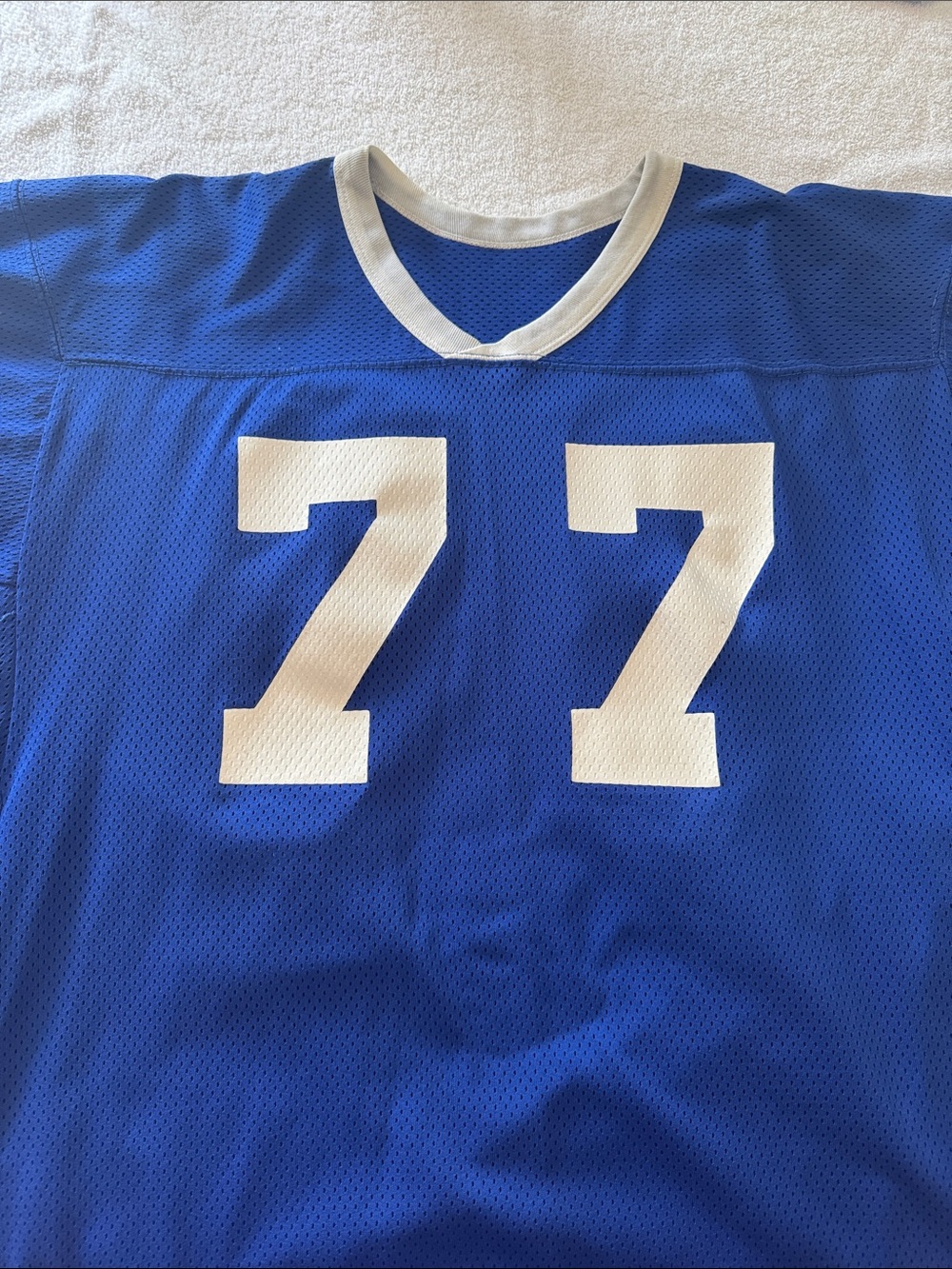 Russell Athletic Royal Blue Mesh Jersey with White Label XL #77